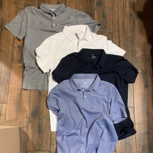 H&M men's polo shirt lot of 4 black white blue grey M